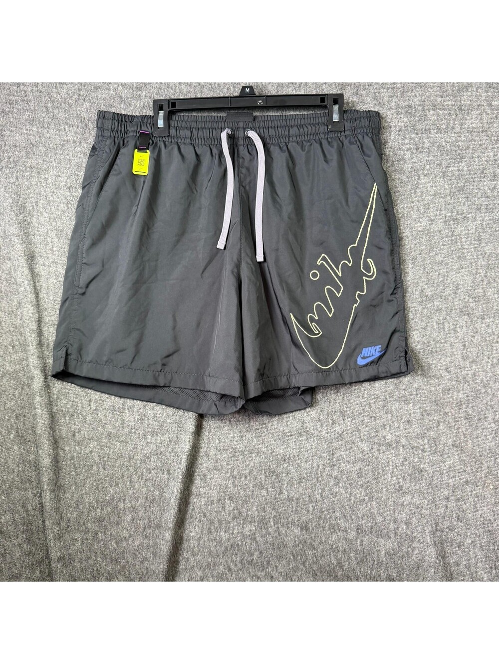 Nike Swim Shorts Mens XL Gray Logo Graphic Lined Elastic Waist Drawstring Trunks